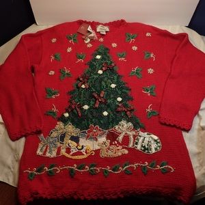 Red ugly Christmas sweater embellished XXL
